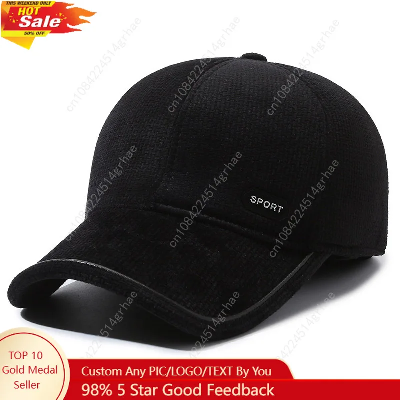 Warm Winter Baseball Cap with Ear Flaps for Men, Auturnn Thick Cap for Gifts