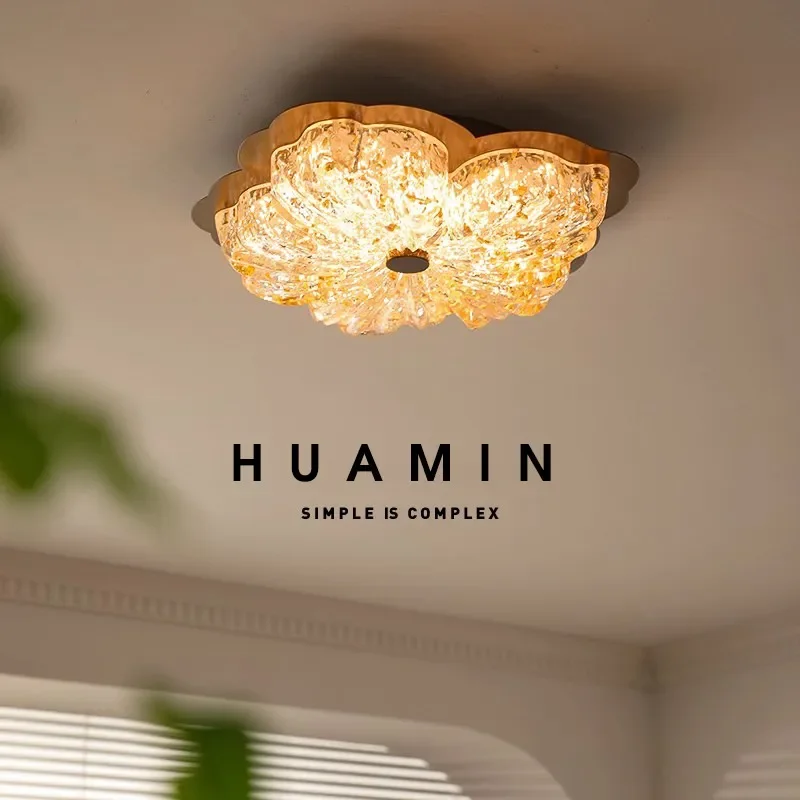 Advanced Sense Gold Foil Petal Ceiling Light Medium Antique Italian Luxury Flower Design for Master Bedroom Zhongshan Lamp
