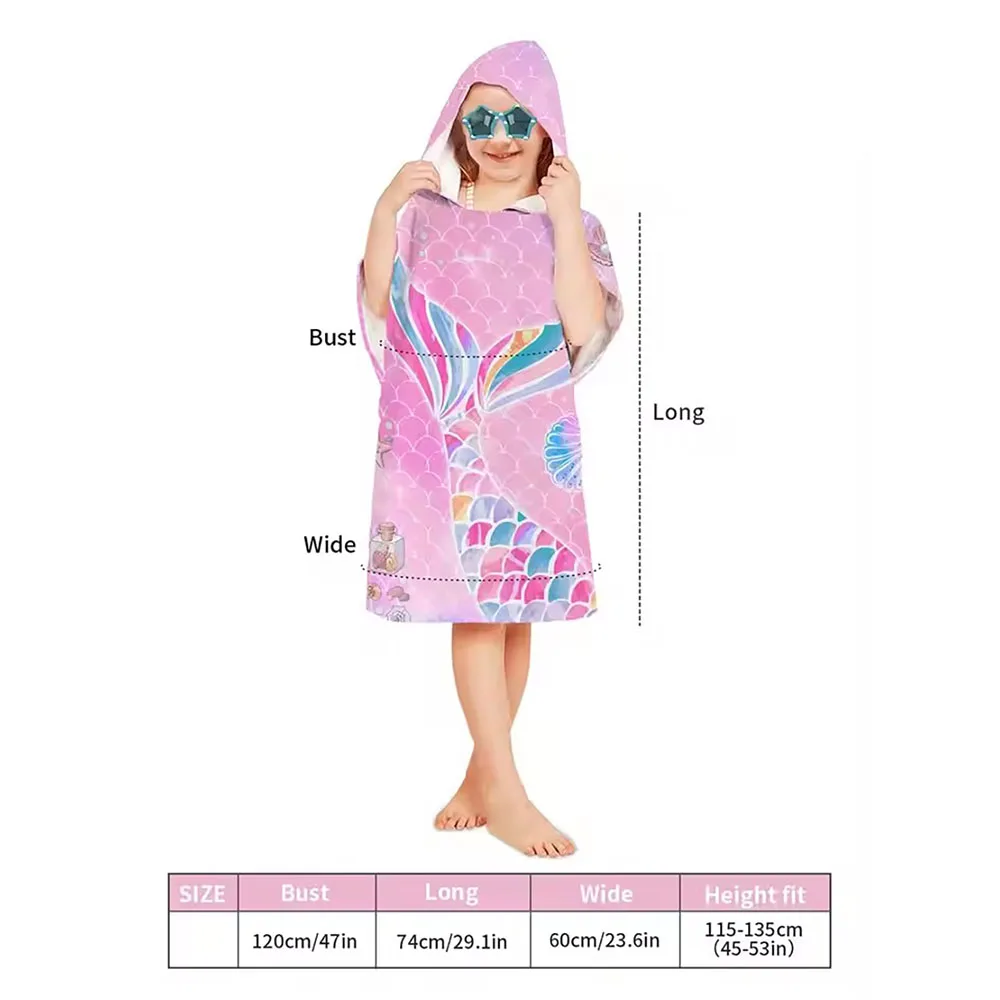 Children's Hooded Towel with Zipper Sleeveless Robe Swimming Changing Clothes Bathrobe Pijama Style Home Living Towel Set