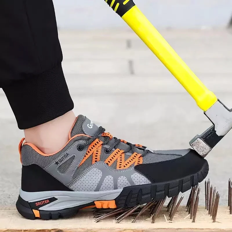 Men Casual Sneakers Steel Toe Safety Shoes Indestructible Construction Working Shoes Breathable Work Safety Boots Size 36-46