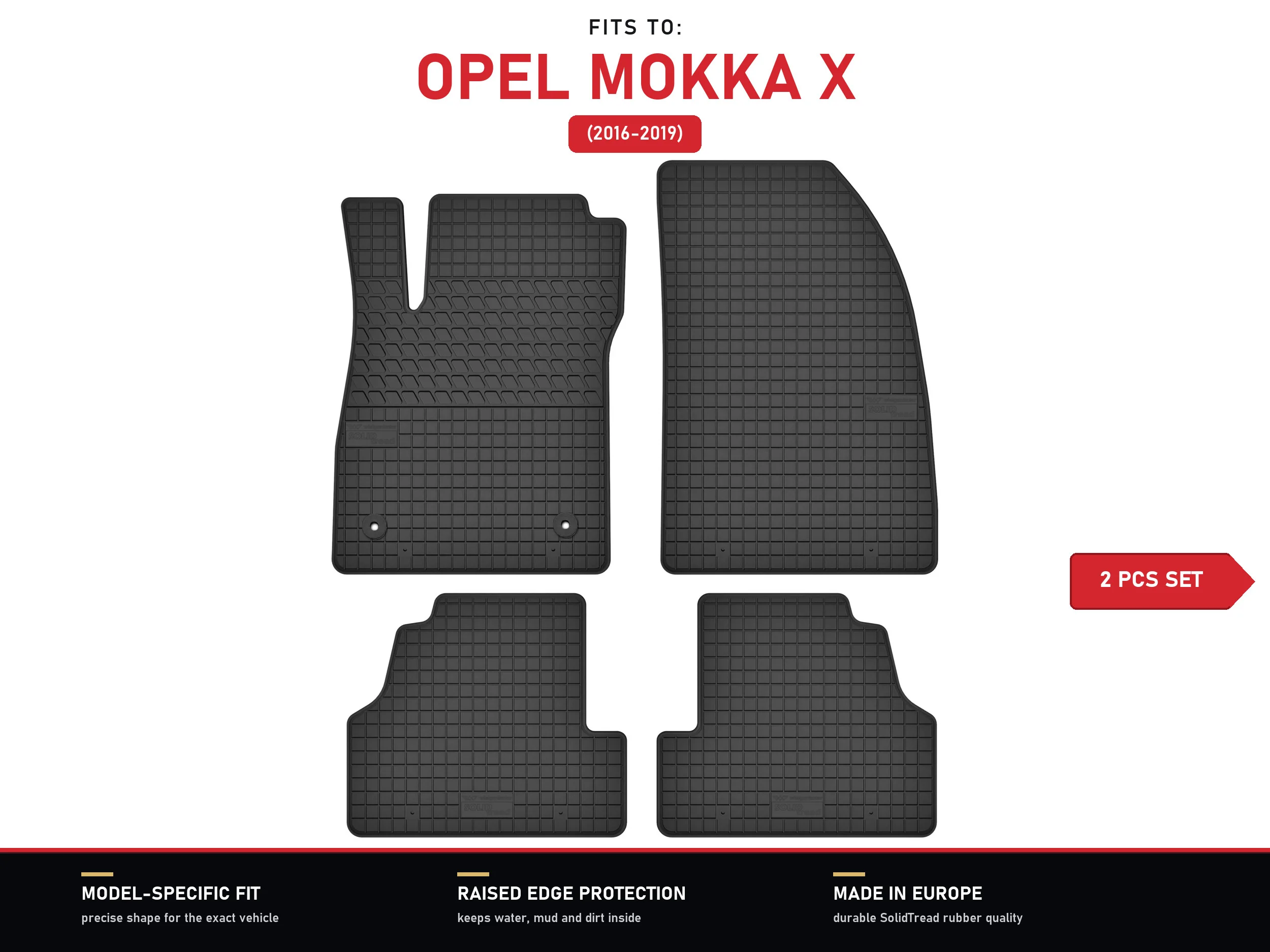 Rubberen voormatten voor: Opel Mokka X 2016-2019 crossover