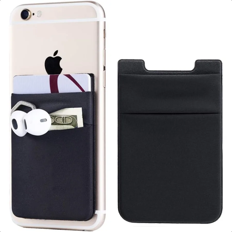 

2Pack Adhesive Cell Phone Stick On Card Wallet Sleeve Credit Cards ID Card Holder Double Secure with Sticker for Back of iPhone