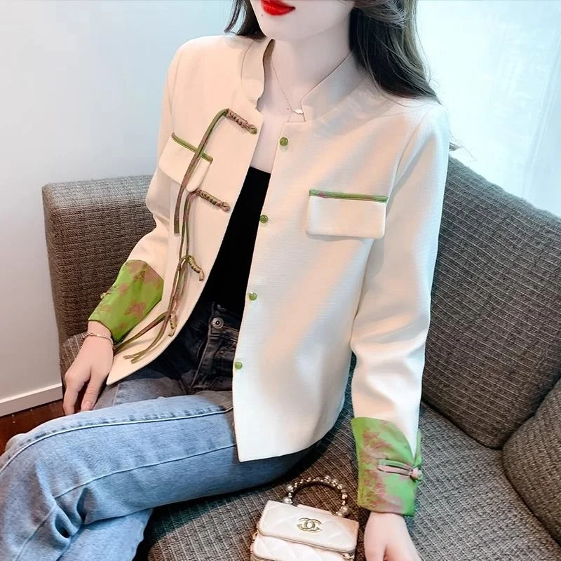 Early Spring Women's Jacket 2024 New Chinese Style National Fashion Button up Top Short Outerwear Elegant Chic Trendy