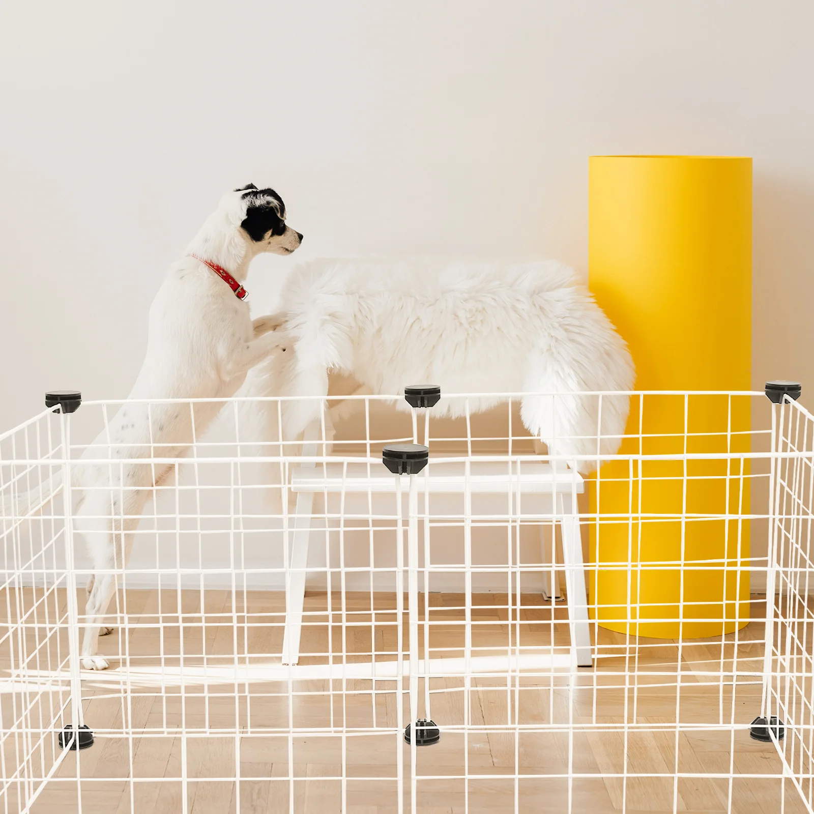 

1Set Hollow Wire Pet Cage Cat Dog Fence DIY Assemble Easy Fixing Buckles Durable Stable Crate Cat Cage Dog Fence