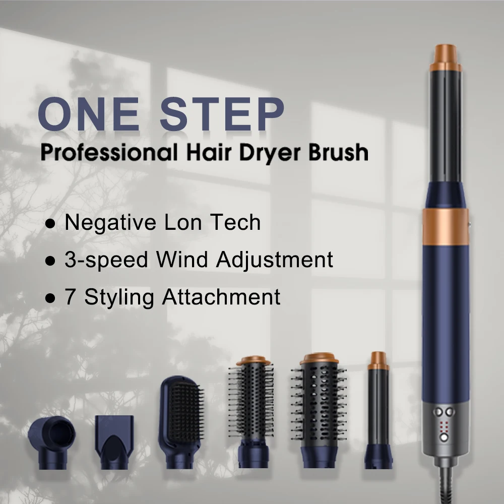 SMET Hot 7-in-1 Ionic Professional Styling Tools Multi-functional for All Hair Types Curly & Straight Blow Drying for Hair Care
