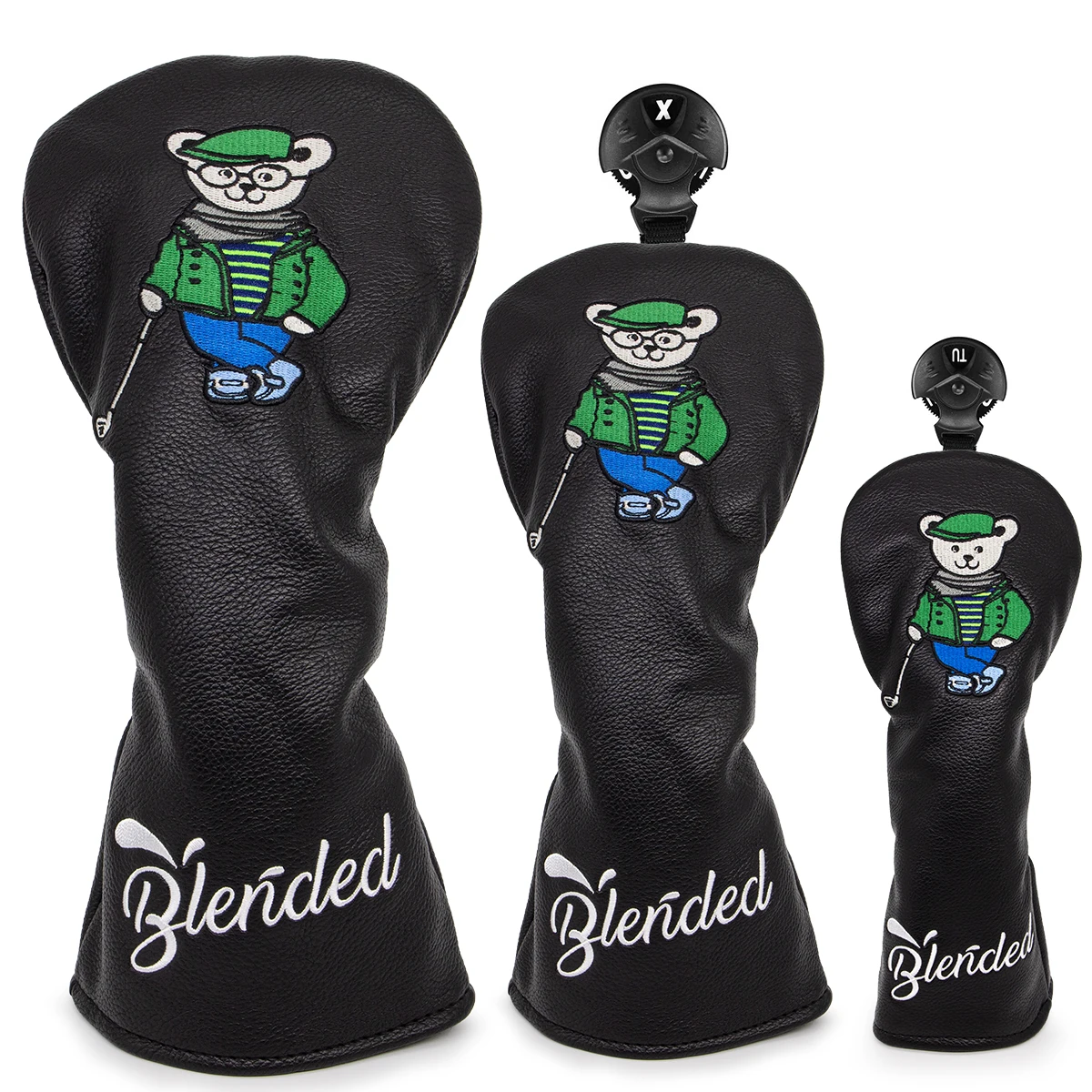 Dropshipping Headcovers Dr.Bear #1 #3 #5 Wood Head Covers Driver Fairway Hybrid Woods Headcover with Number Tags black