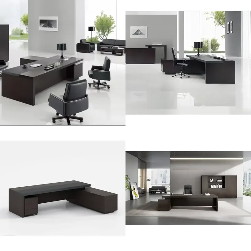 Office Furniture Executive Director Desk Modern Wood Veneer Home Office Extendable Box Drawer Storage