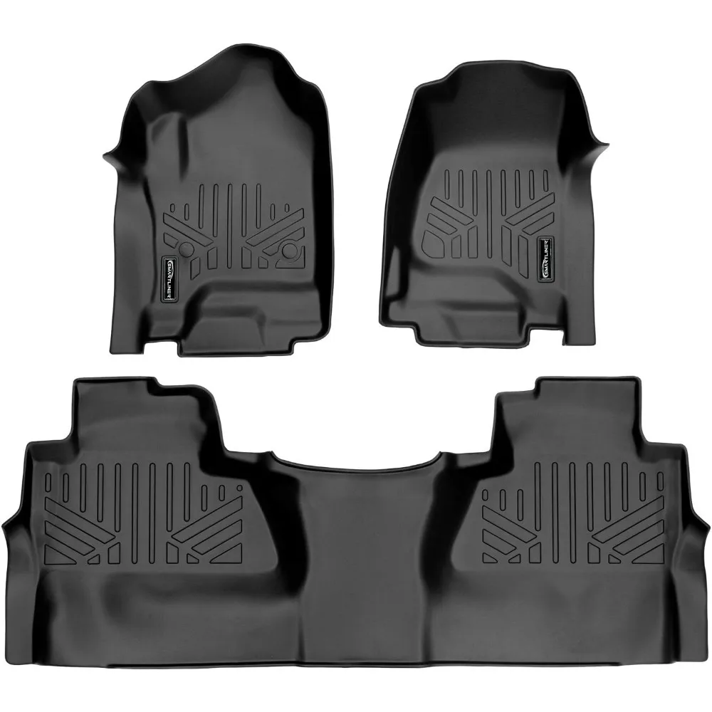 

Floor-Mats 2 Row Liner Set Black for Crew Cab 2014-2018 Silverado/Sierra 1500-2015-2019 2500/3500 HD (SA0136/B0382)