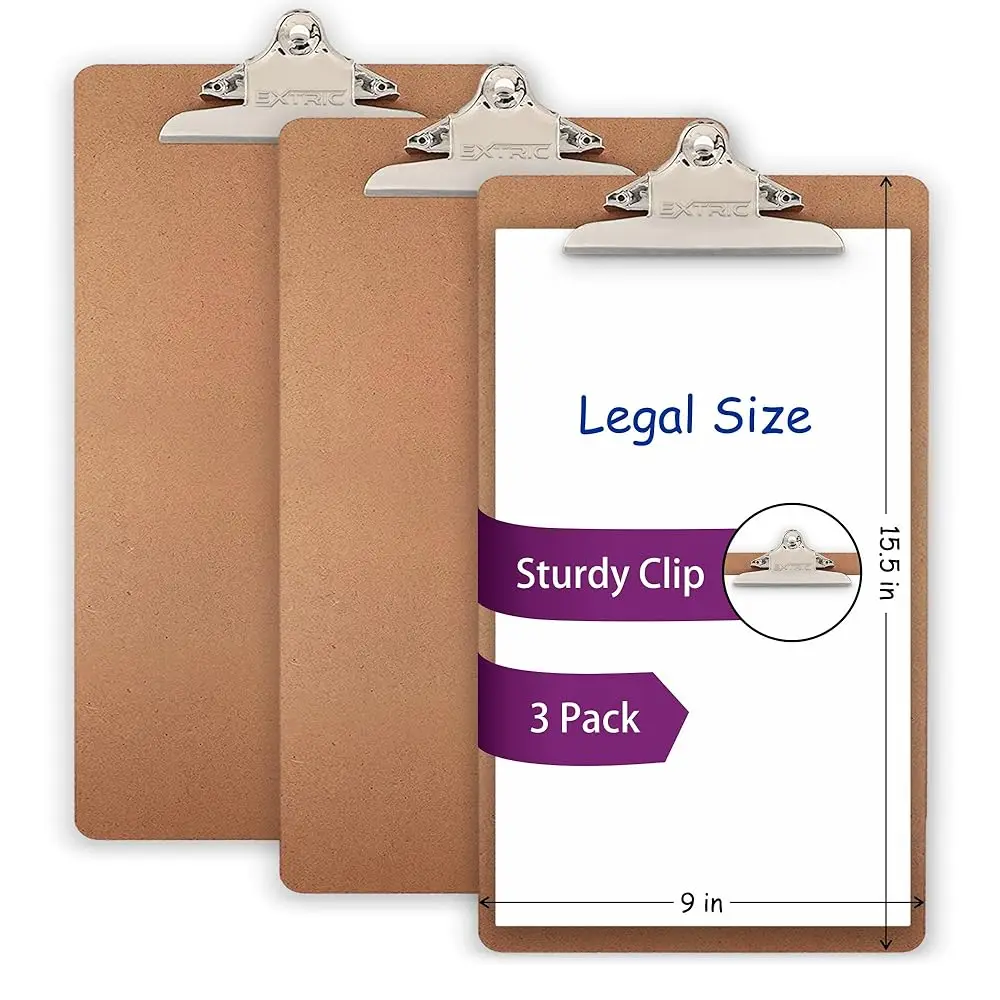 

3 Clipboards, Legal Size Clipboard, 9\ x 15.5\ Clipboard, Clip Board with Metal Clip, Long clipboard, Large Sturdy Clip, Heav