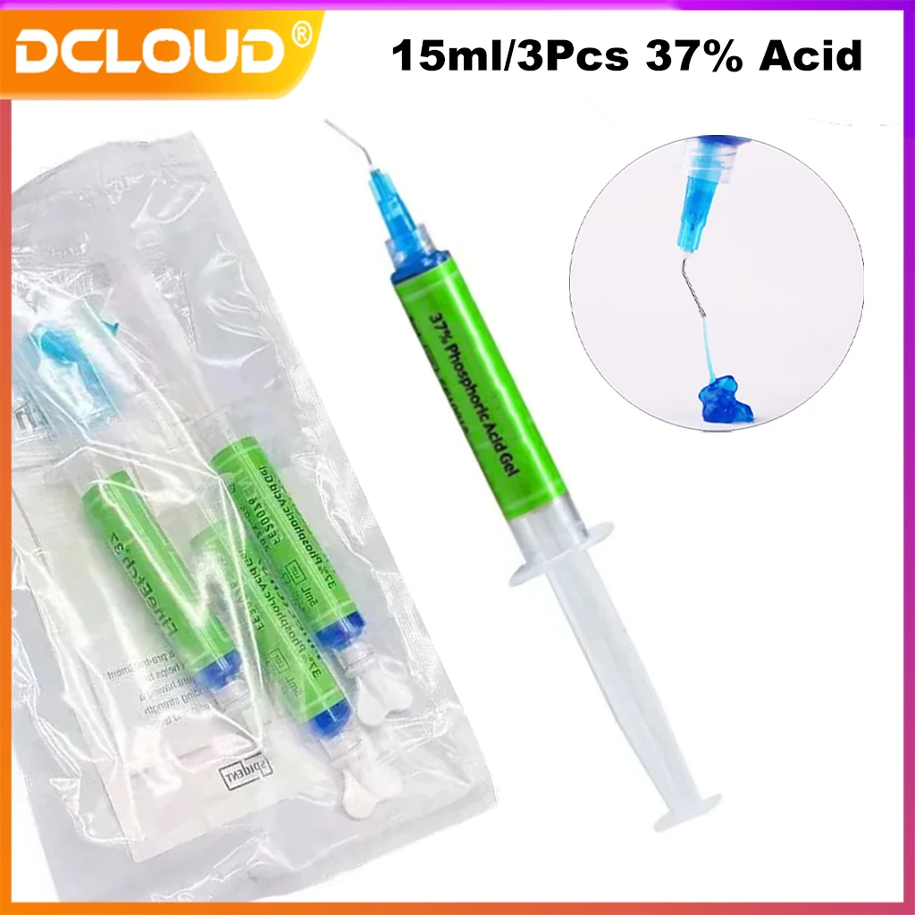 

37% Phosphoric Acid Etching Gel for Dental Lab Teeth Cleaning & Braces Bonding Light Cure Adhesive with 5pcs Applicator Tips