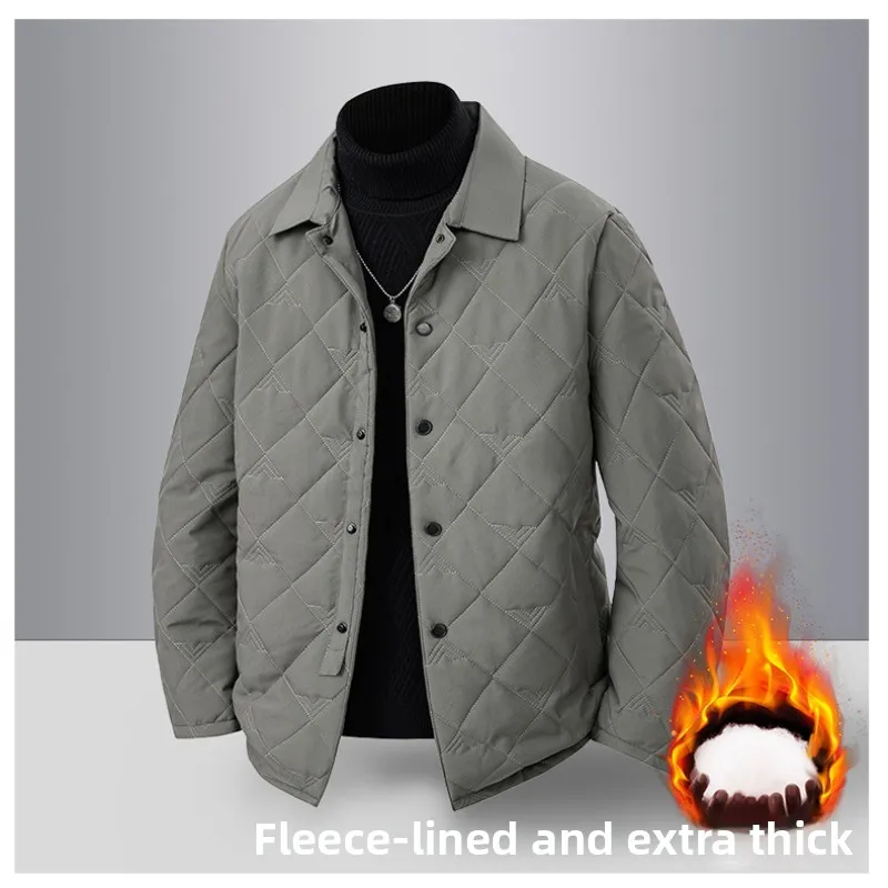 

Men's Comfortable Jacket Cotton-padded Jacket Thickened Warm Jacket for Middle-aged Elderly People Men Fashionable Lapel Jacket