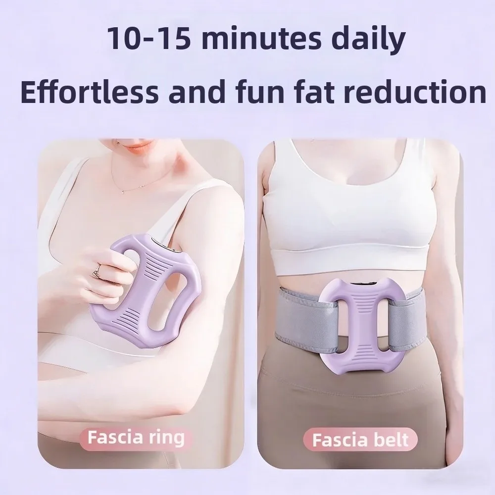 Portable Fascia Massage Ring Adjustable Speed Cordless Muscle Handheld Massager USB Charging with Belt Full-Body Fascia Ring