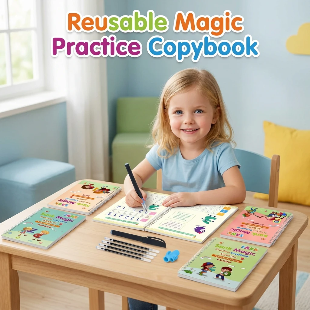 1PC Magic Reusable Handwriting Practice Book Calligraphy Copybook Set for Kids Early Education