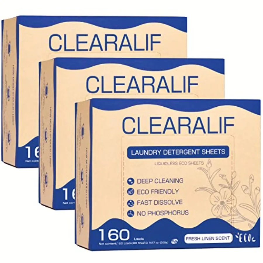 

Стиральные листы CLEARALIF, 480 загрузок, отлично подходят для путешествий, квартир, общежитий, экологичные.