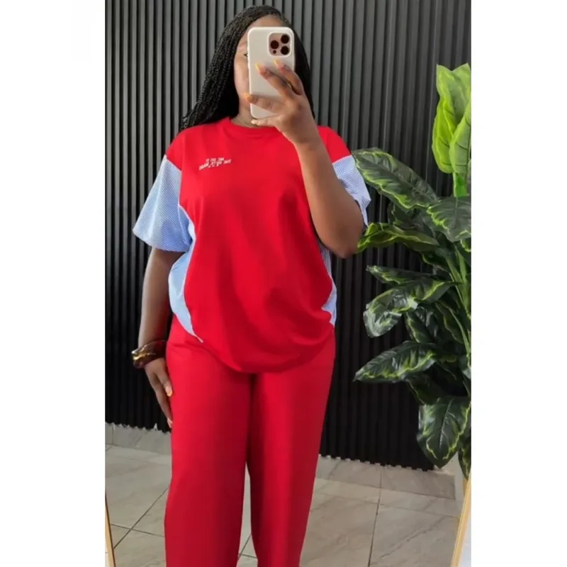 Conjunto Dashiki de 2 piezas para mujer, ropa africana, verano y otoño, nueva moda, Top de manga corta y pantalones, traje de fiesta para mujer, conjuntos a juego