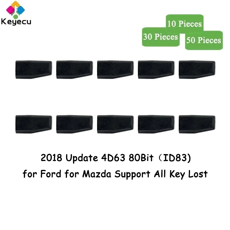 KEYECU 10 30 50 Pieces Aftermarket Carbon 2018 Update 4D63 80Bit ID83 for Ford for Mazda Support All Key Lost