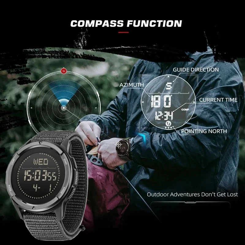 NORTH EDGE ALPS Watches for Men Multifunctional Fashion Sport Waterproof Luminous Lightweight Smart Watches Relogio Masculino