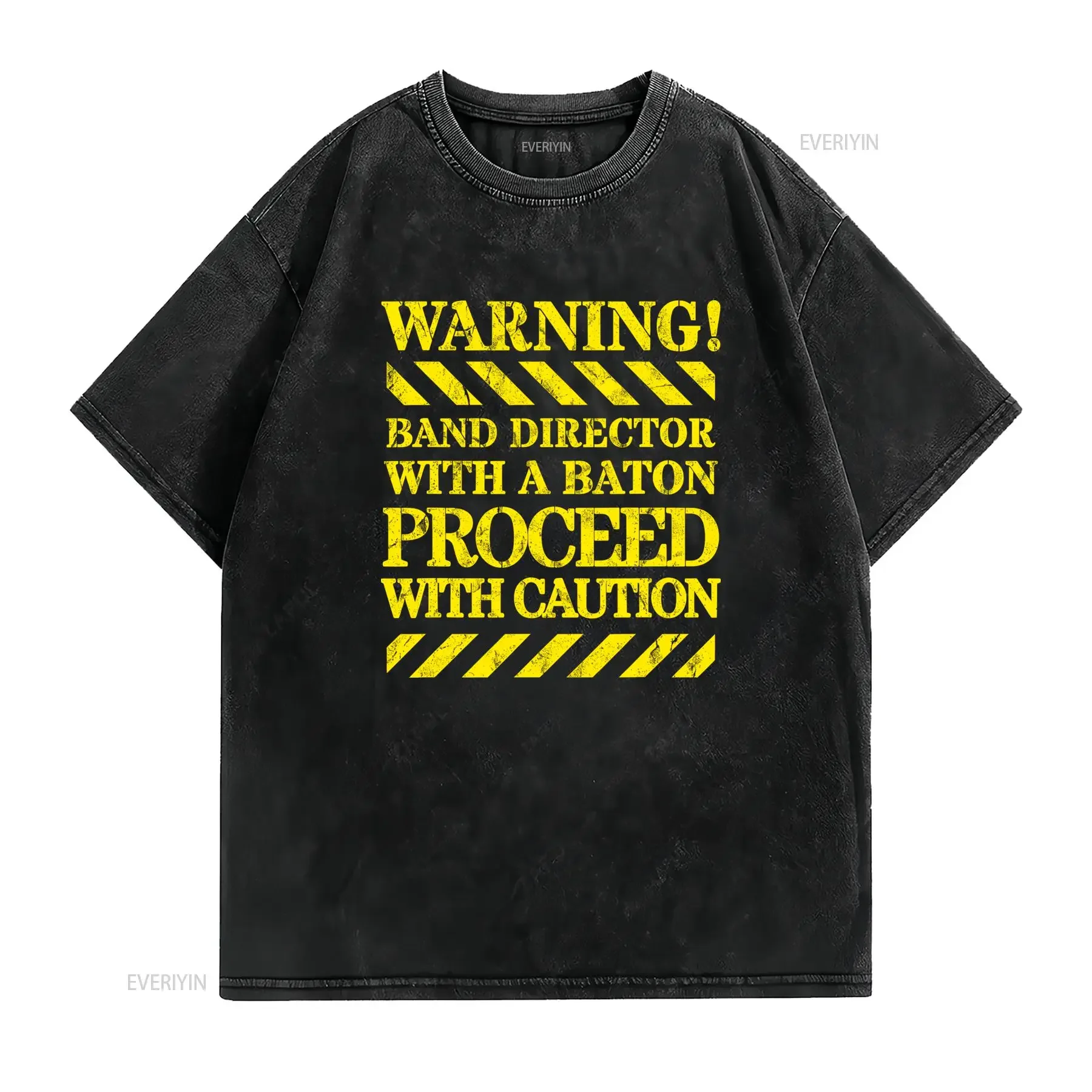 Funny Music Band Director Warning Slogan Print Casual T Shirt vintage Washed Versatile Unisex fashion Top For Everyday Wear
