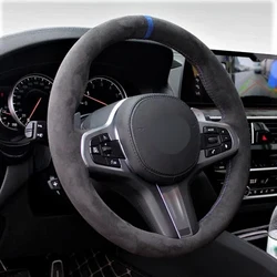 Alcantara Real Leather Steering Wheel Cover M Thread Blue Stripe Car Accessoires for BMW G20 G21 F40 F44 G22 G26 G30 G31 G32 X5
