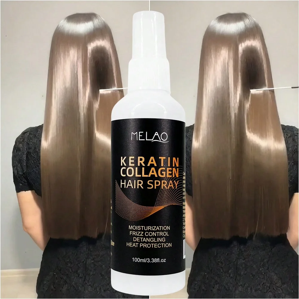 MELAO Collagen & Keratin Hair Spray - Repairing & Strengthening Leave-In Conditioner with Heat Protection for Damaged Hair