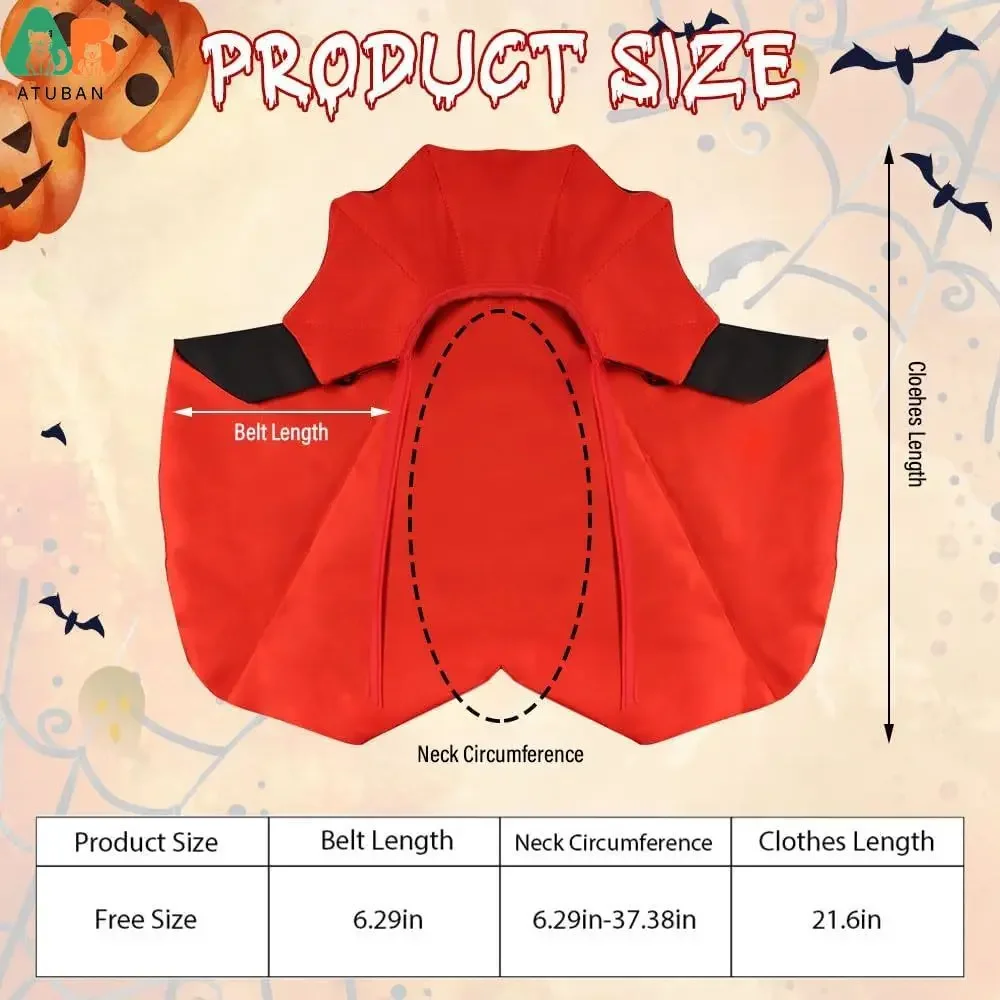 ATUBAN Halloween Pet Costume 2PC Cute Cat Dog Cosplay Devil Hat Headband Adjustable Vampire Cloak Funny Hair Hoop Cape for Cats