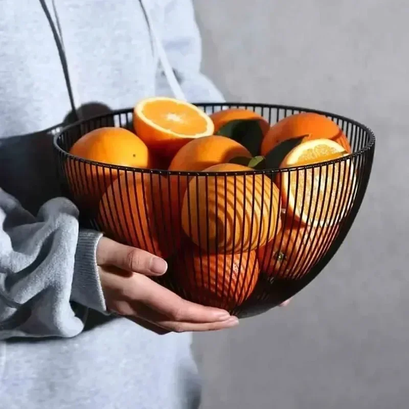 Household Tool Storage Basket Black Table Decoration Metal Candy Dish Kitchen Fruit Bowl Food Basket Iron Vegetable Home Holder