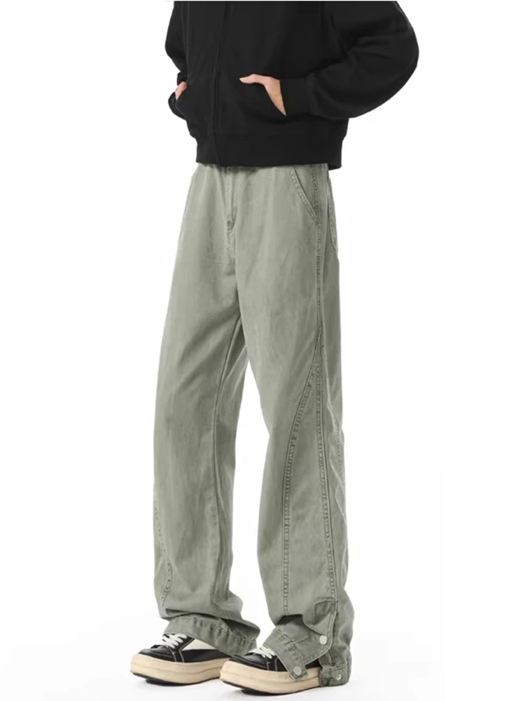 

American High Street Men's Fce Lined Wide Leg Casual Straight Leg Trousers Cleanfit Loose Slimming Autumn Winter Pants