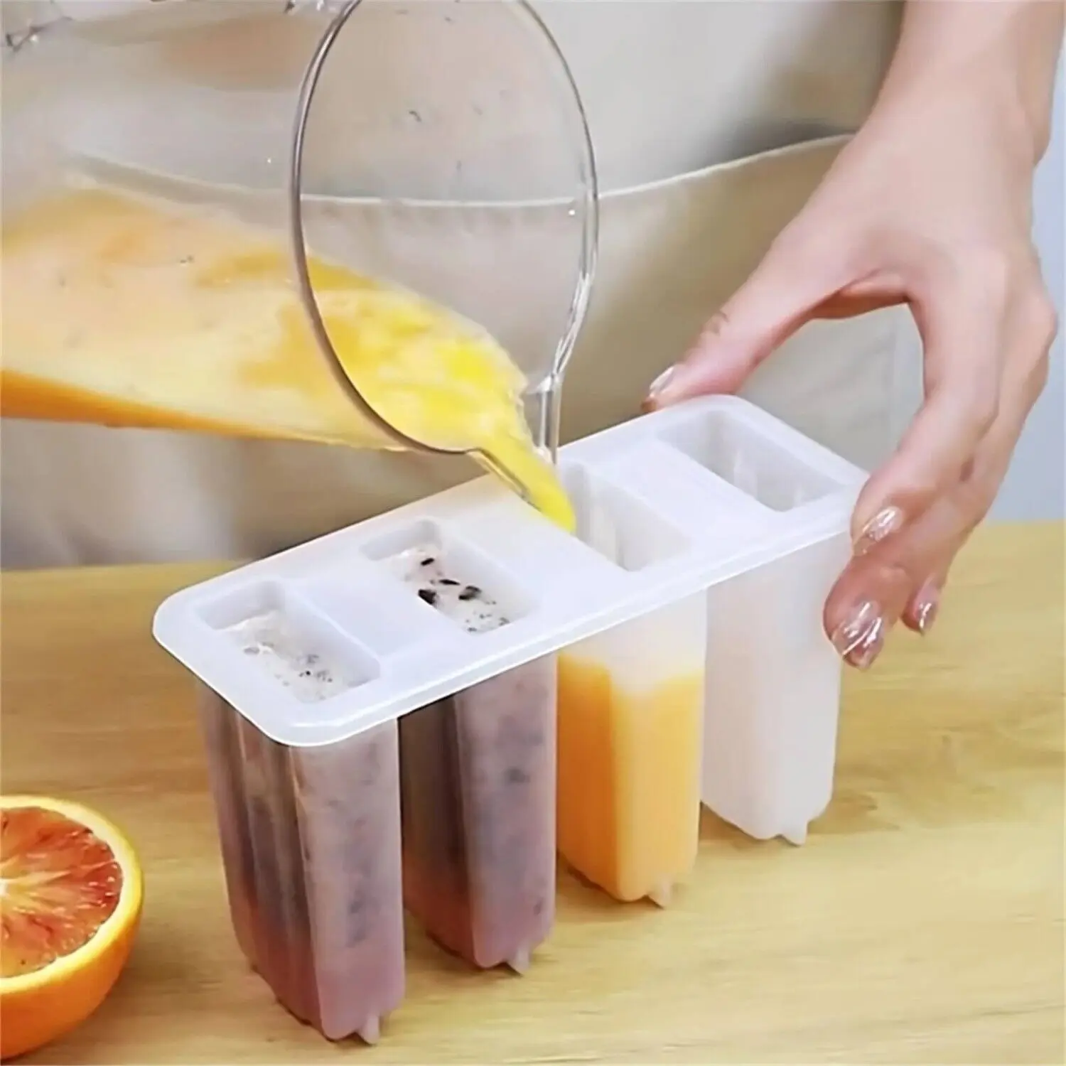 Ice Cream Popsicle Mold Diy Ice Cream Machine Homemade Ice Box with Plastic Stick Ice-Lolly Mold Ice Cube Tray Kitchen Gadgets