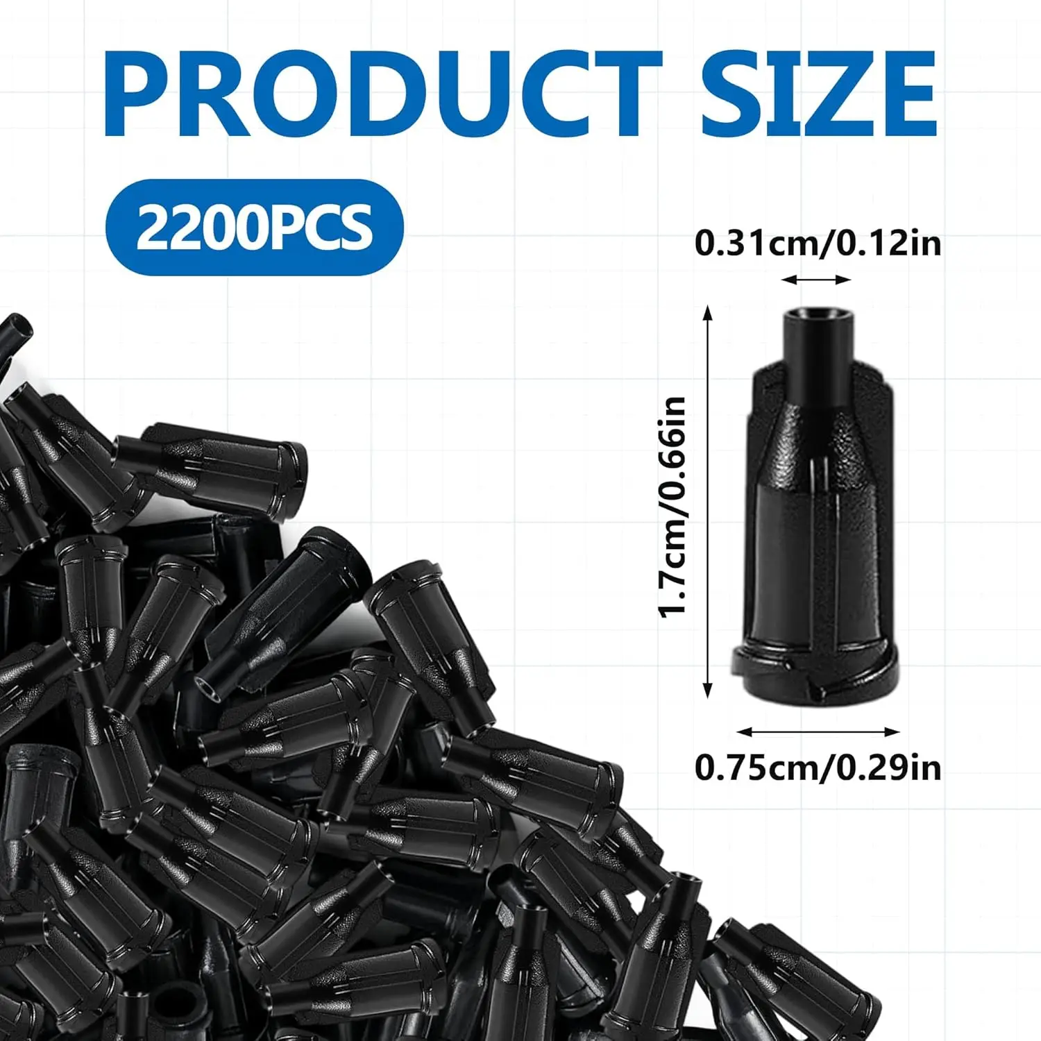 Black syringe needle cap for needle accessories, industrial use, close the syringe, keep the liquid from overflowing(100pcs)