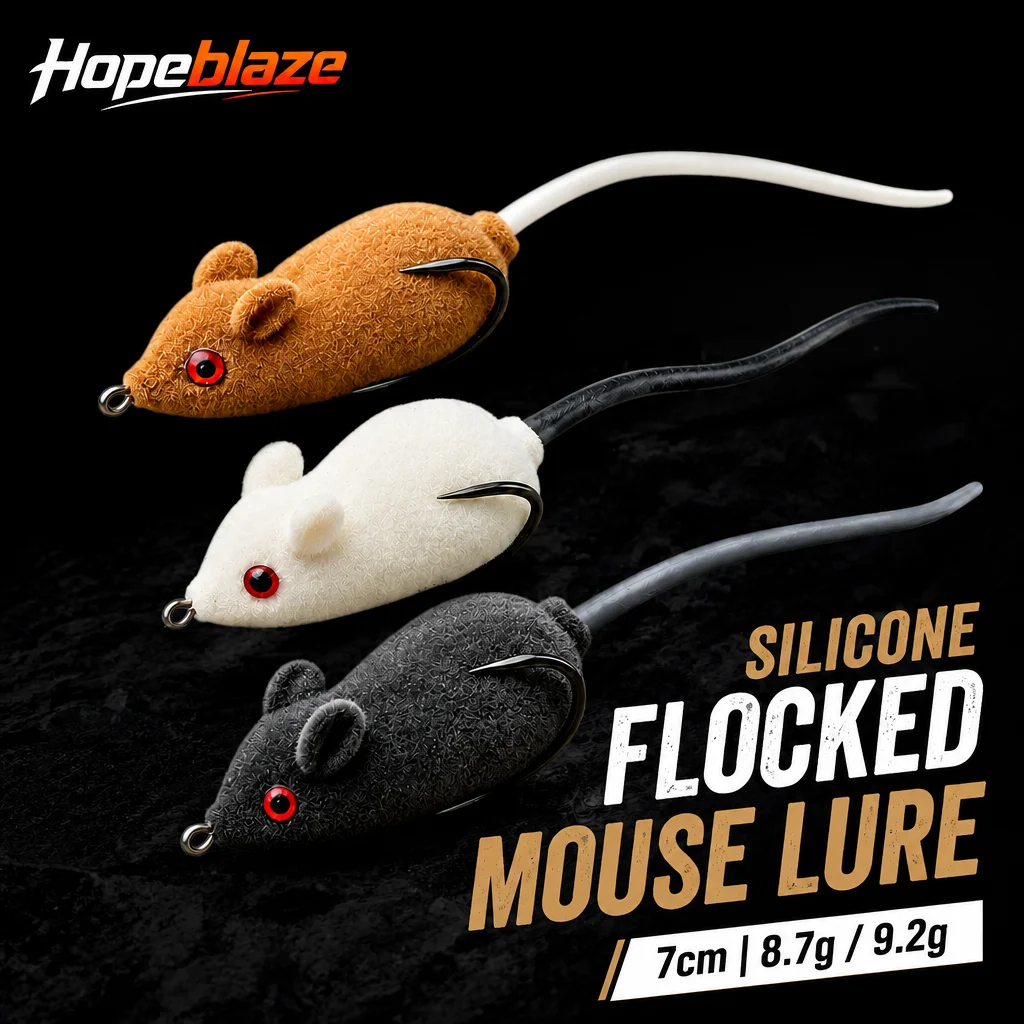 Fishing Lure Topwater - Hopeblaze 7cm Flocked Silicone Mouse Lure