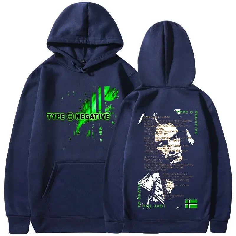Customization Type O Negative Love You To Death Hoodie Gothic Metal Rock Band Sweatshirt Men's Casual Hip Hop Oversized Long Sle