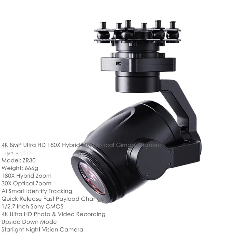 FOR ZR30 4K AI 180X hybrid zoom 30X Optical Gimbal Camera Pod