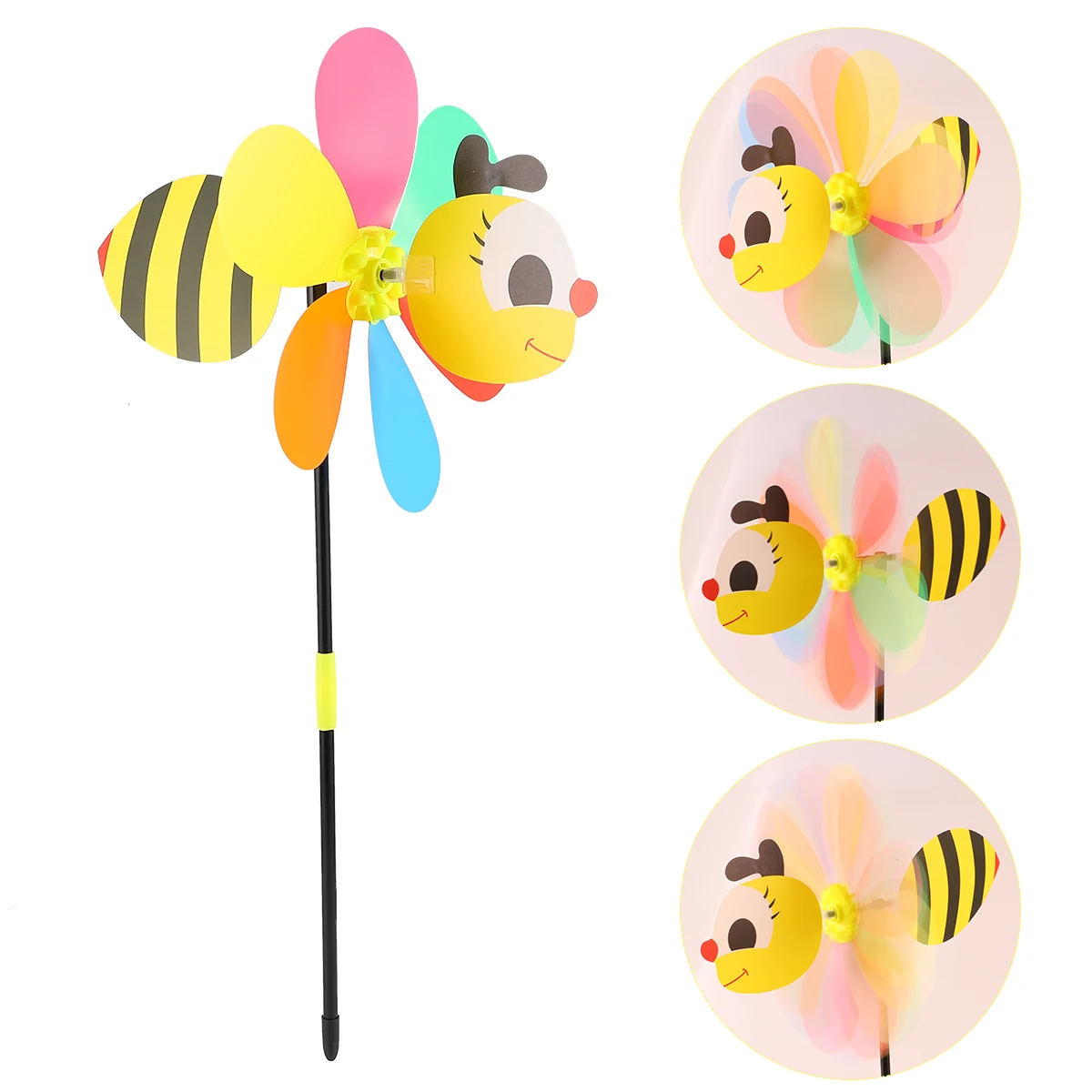 

Cartoon Bee Windmill Toy 3D Kids Garden Waterproof Lightweight Decoration Colorful Pinwheel Scenic Area nament Square