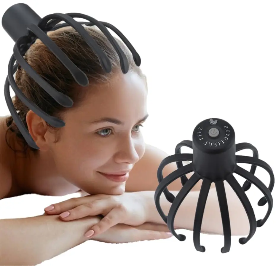 電動頭皮マッサージ器、ヘッドマッサージャー、頭皮ケアツール、ヘッドスクラッチャー、ストレスリラックス、電動タコ型マッサージ器、3モード12ノード