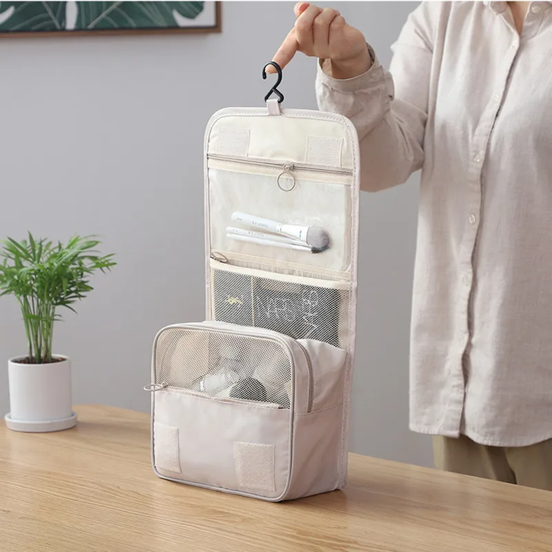 Borsa per il trucco da viaggio Organizzatore di articoli da toeletta impermeabile Borsa per il lavaggio con gancio per il bagno Neceser da donna di alta qualità