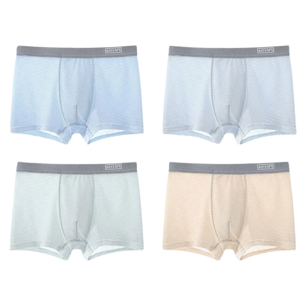 

4Pcs Comfortable Thin Ice Silk Boxer Briefs Mid Waist Underpants Ice Silk Boxers Seamless Teenager Underwear for Men Daily