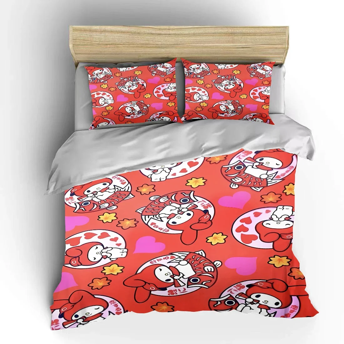 

My Melody Bedding Set Hello Kitty Japanese Children 3 Pieces Set King Size Bed Set US Twin Adult Bed Cover Bedroom Quilt Duvet