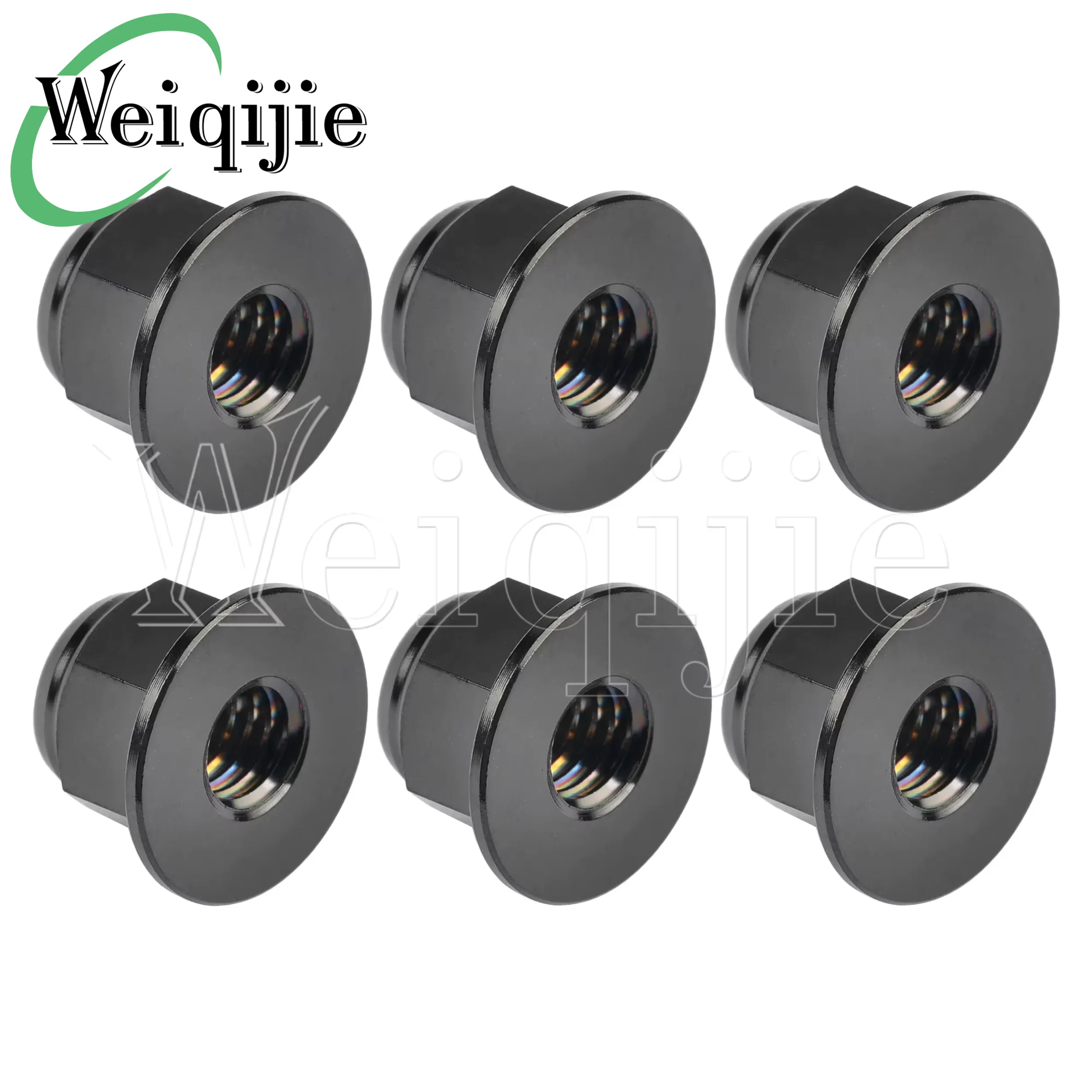 Weiqijie 6pcs Titanium Alloy Flange Lock Titanium Nut M6/M8/M10/M12 Suitable for Bicycle and Motorcycle Modification