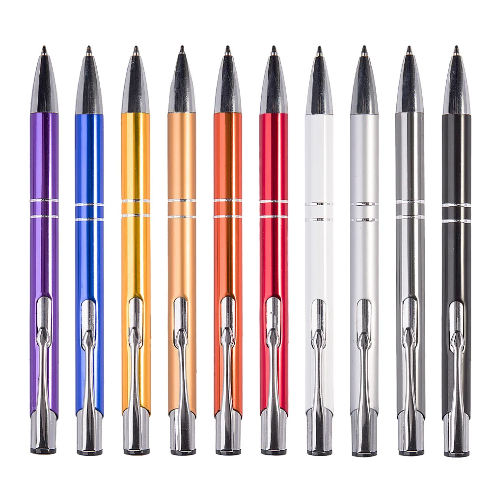 

10 Pcs Retractable Ballpoint Pen Gel Pens Steel Pressed Sign Creative Engravable Lettering