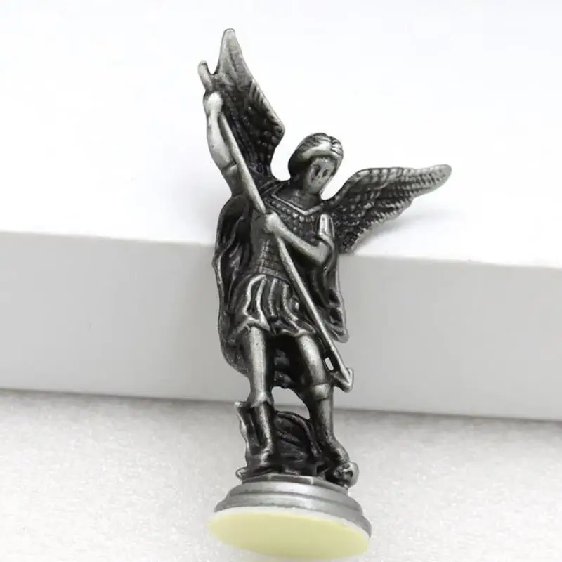 Saint Michael Figurine The Archangel Defeating Satan Guardian Statues Zinc Alloy Ctafts For Home Room Tabletop Decor view 4
