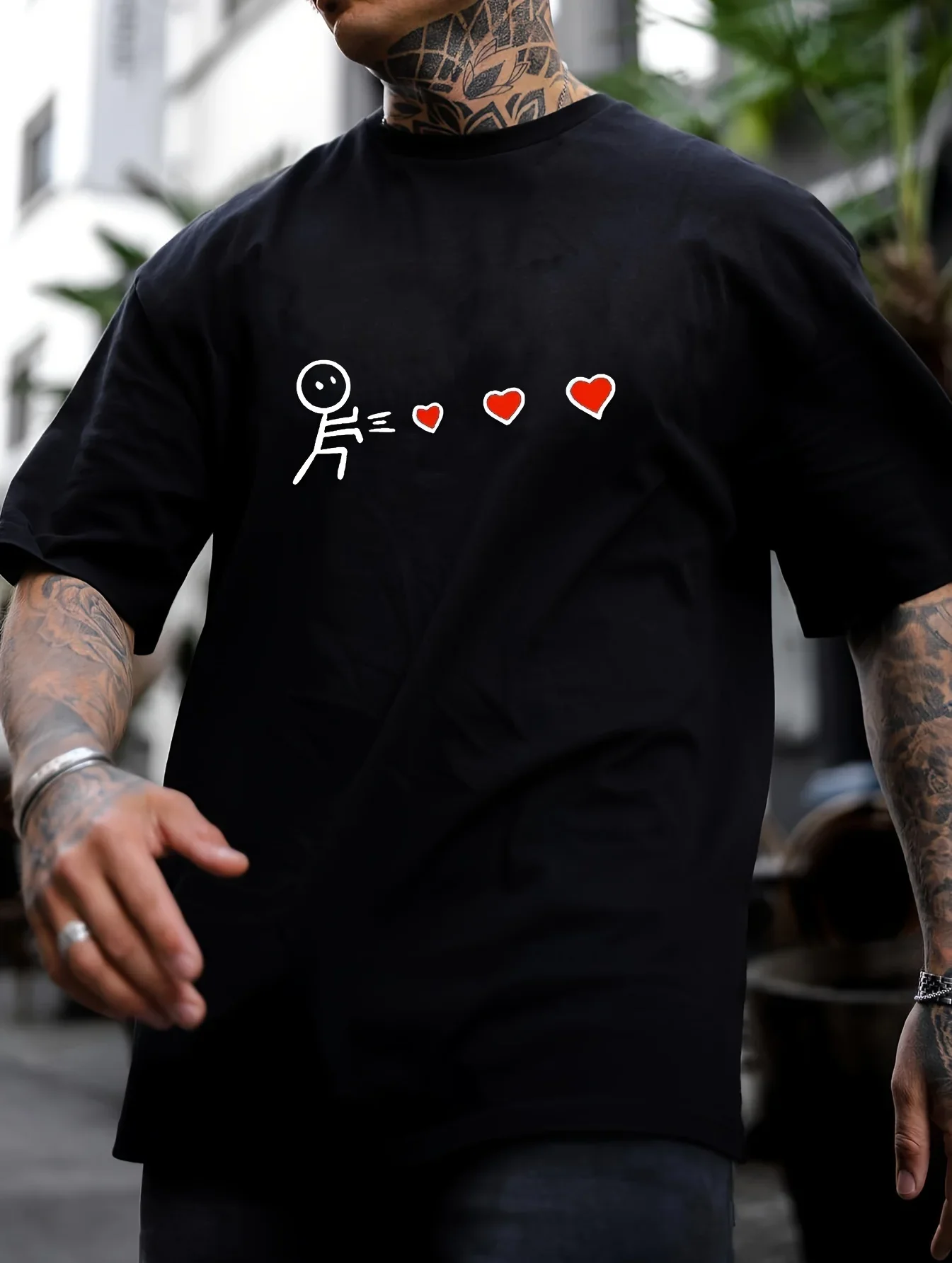 

2024 summer tops Shooting Hearts Print T Shirt, Tees For Men Casual Short Sleeve T-shirt For Summer