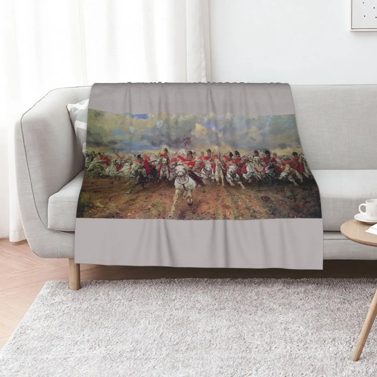 Charge of the Scots Greys at Waterloo Throw Blanket Tourist Moving Plaid on the sofa Winter beds funny gift Beach Blankets