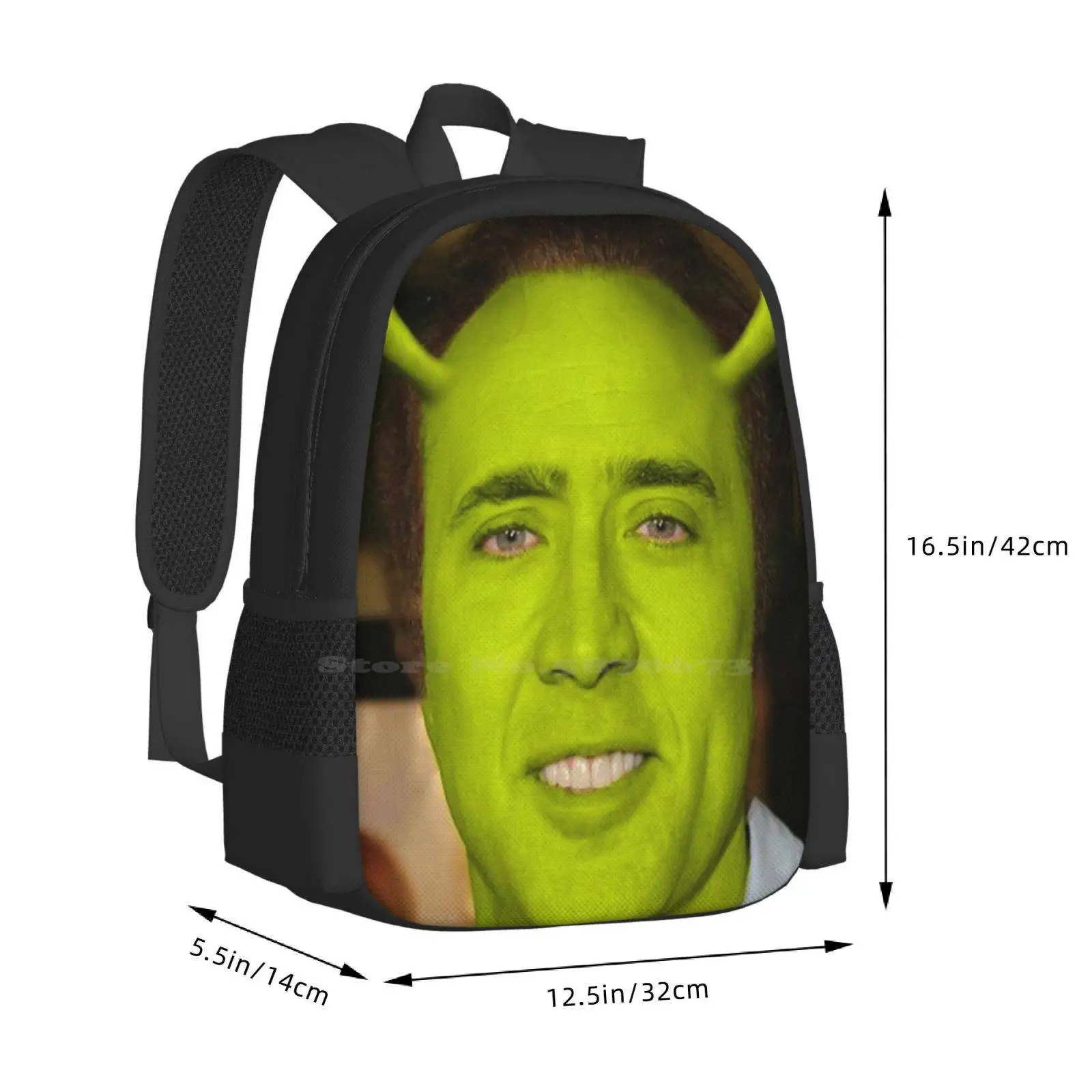 Nicolas Cage / Shrek School Bags For Teenage Girls Laptop Travel Bags Nicolas Cage Face On Things Shrek Funny Meme