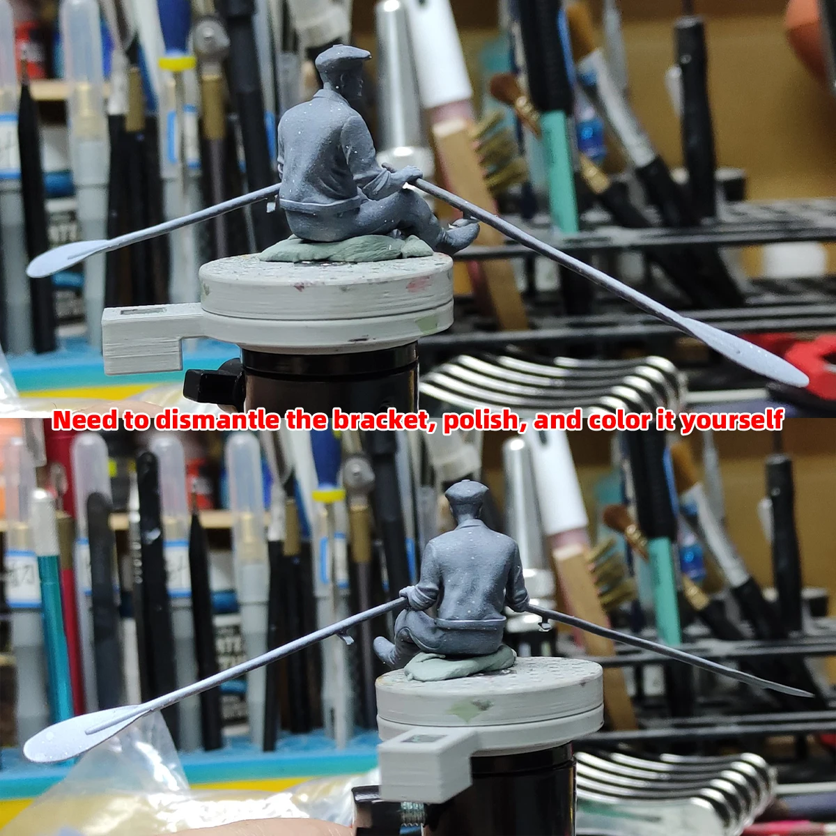 Maßstabsgetreue Miniatur-Modellbausätze Figuren Diorama Angler Commoner Fischer mit Boot Ruder Set 1/35 1/43 1/48 1/64 1/72 1/87 Ho Z – Detail 3