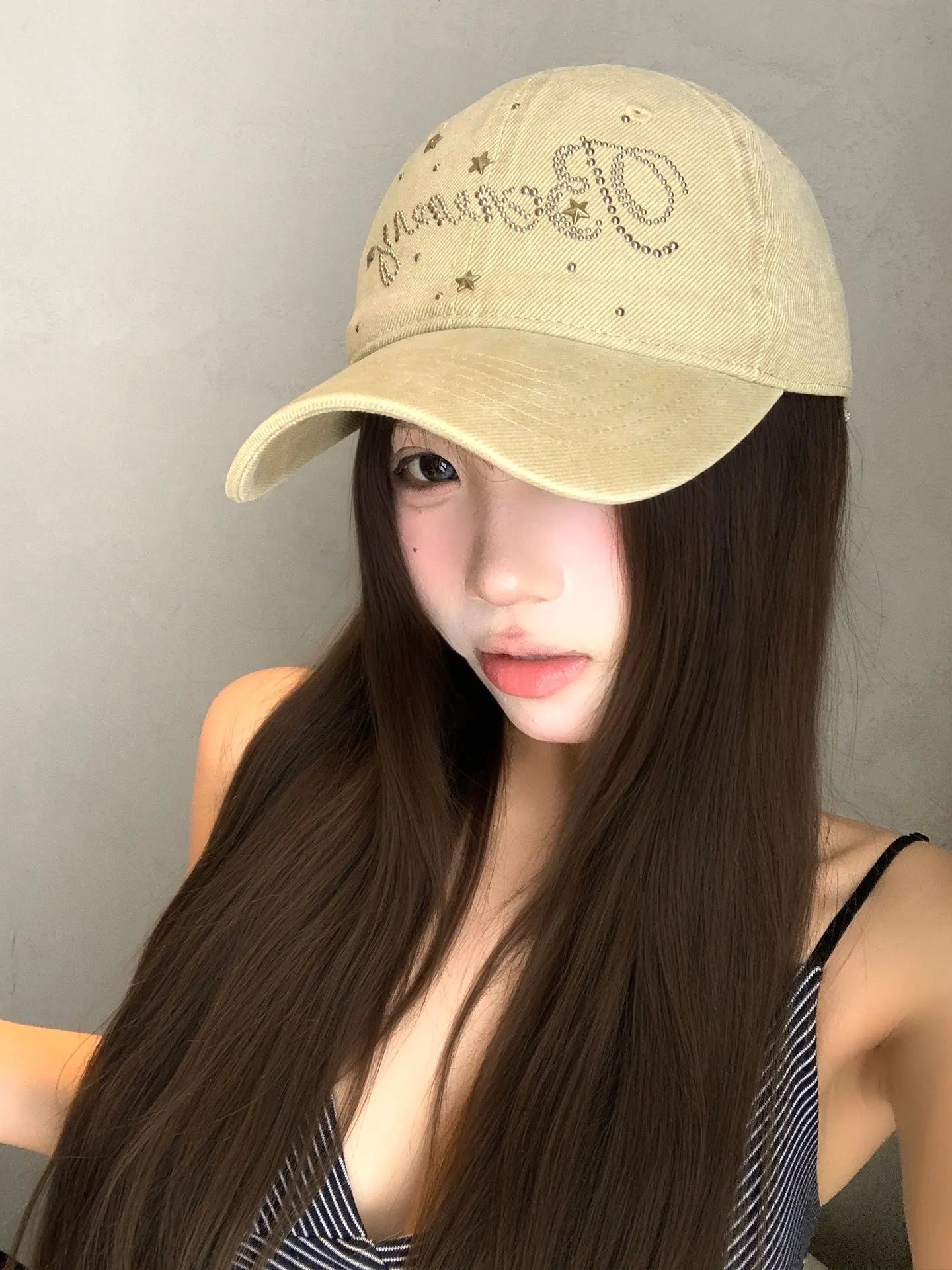 Retro Korean Style Baseball Cap Women's Summer Curved Brim Adjustable Large Head Circumference Face Slimming Sunshade Duckbil...