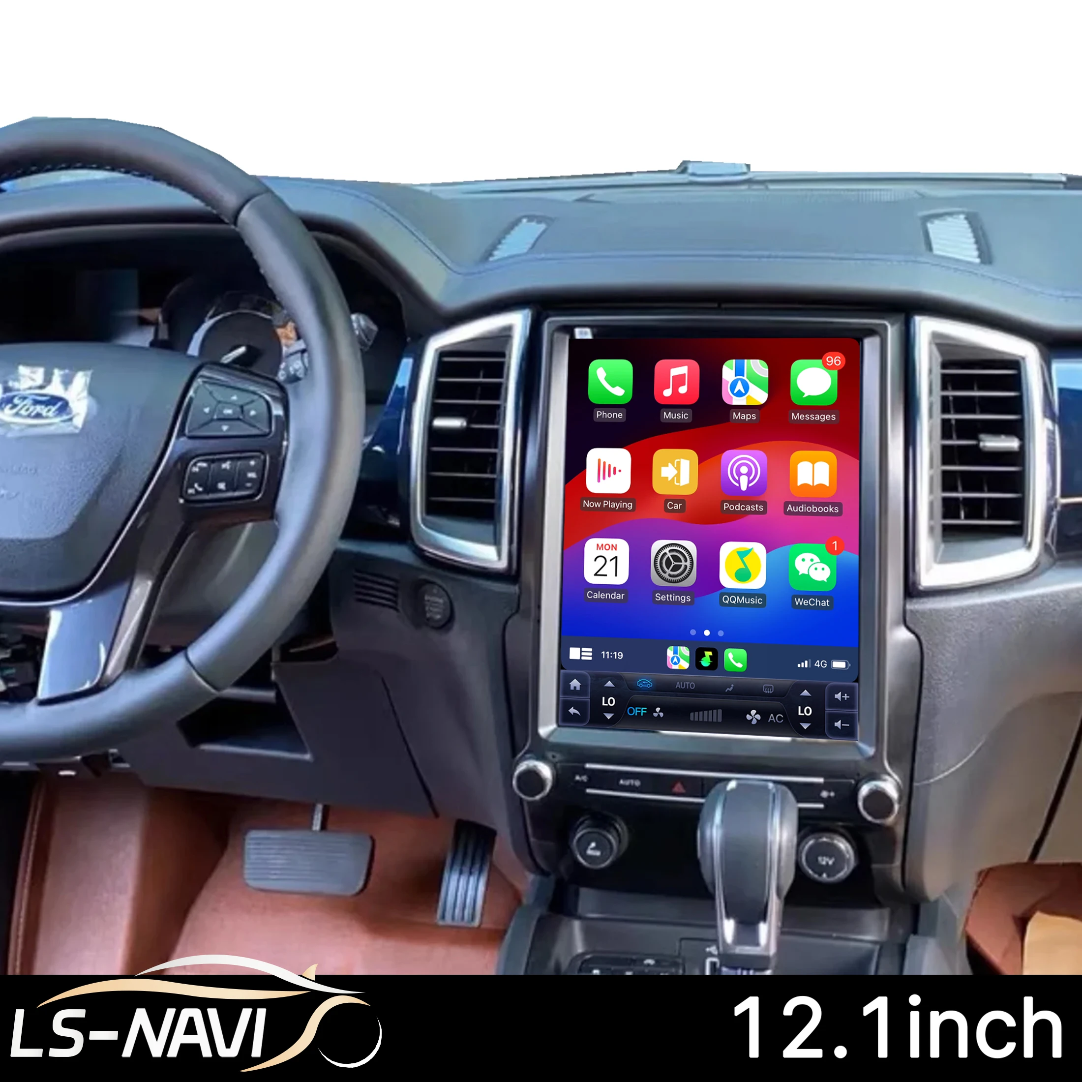 12.1 Inch Android 14 Car Radio for Ford Ranger Everest 2016-2021 LHD RHD Wireless BT CarPlay Multimedia Touch Screen Head Unit