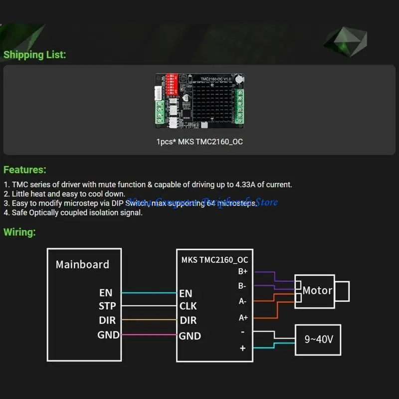 

F68C TMC2160-OC Driver 4.33A MUTE CURCE TMC2160 Управление ступенчатым двигателем