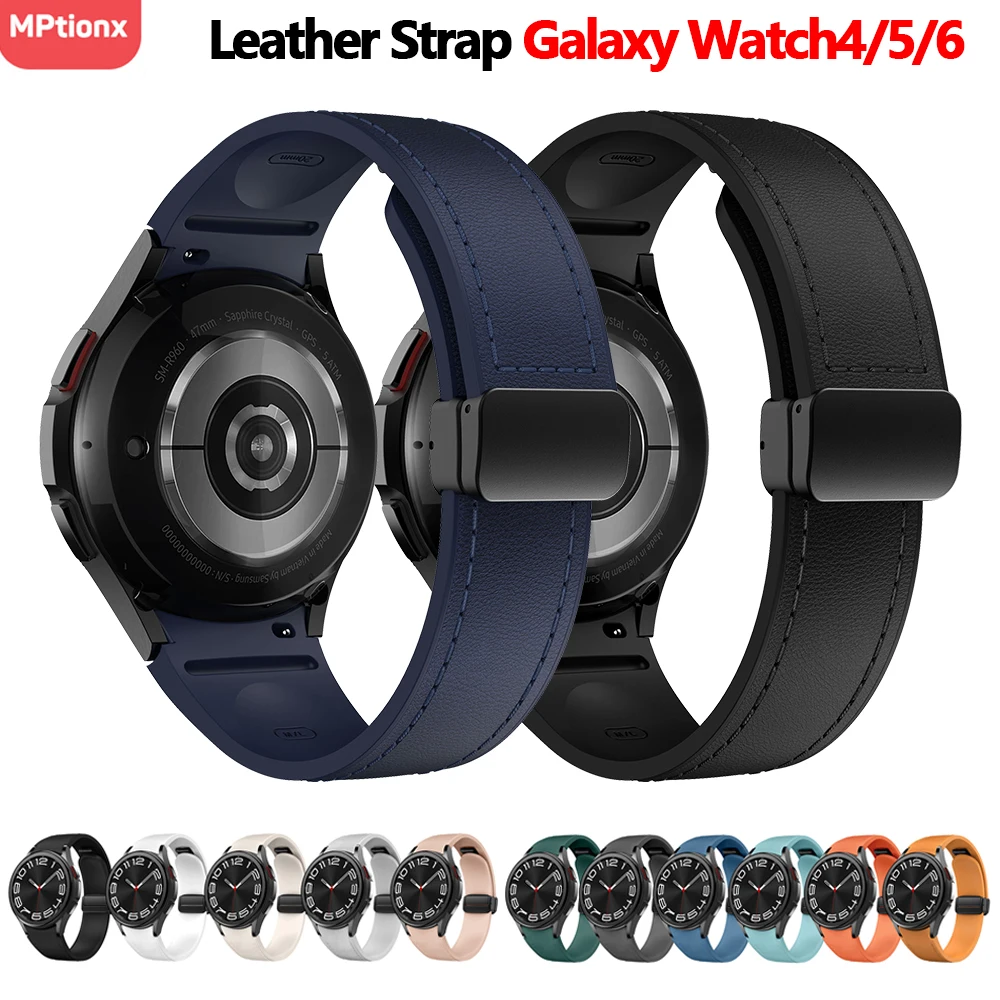 

Leather silicone Strap for Samsung Galaxy Watch 6 5 4 44mm 40mm 5Pro 20mm Bracelet Galaxy Watch 6 4 Classic 47mm 46mm 43mm 42mm