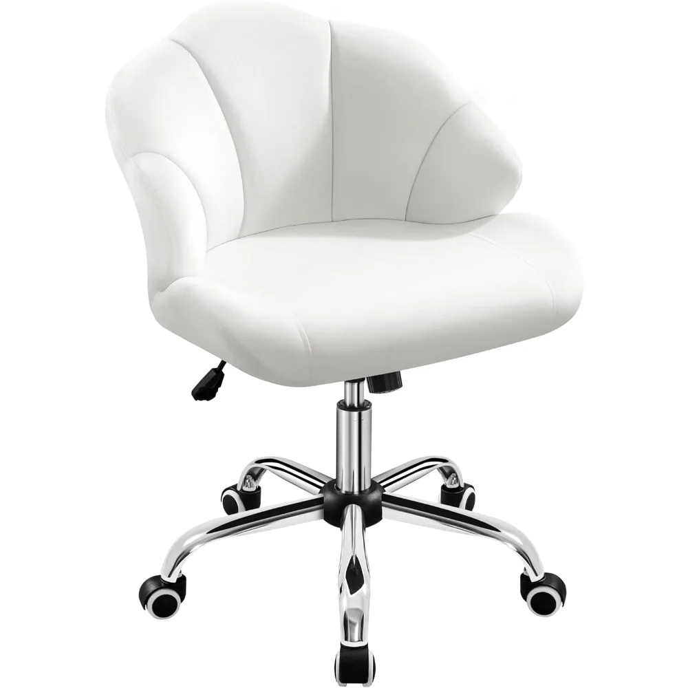 

Cute Velvet Desk Chair Home Office Chair Shell-Shaped Back Vanity Chair Modern Swivel Chair with Wheels Adjustable Height for B