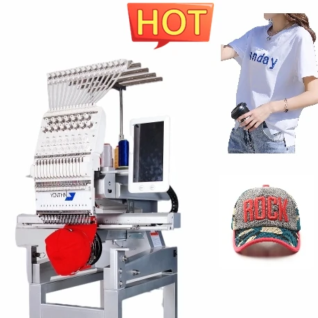 Hot Yonthin Domestic Computerized Embroidery Machines 12 15 Needles Hat Flat logo Patch Embroidery for Single Head